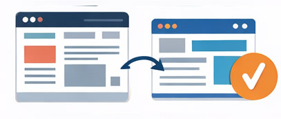 Confronto UI sito obsoleto vs UI moderna con menu sticky